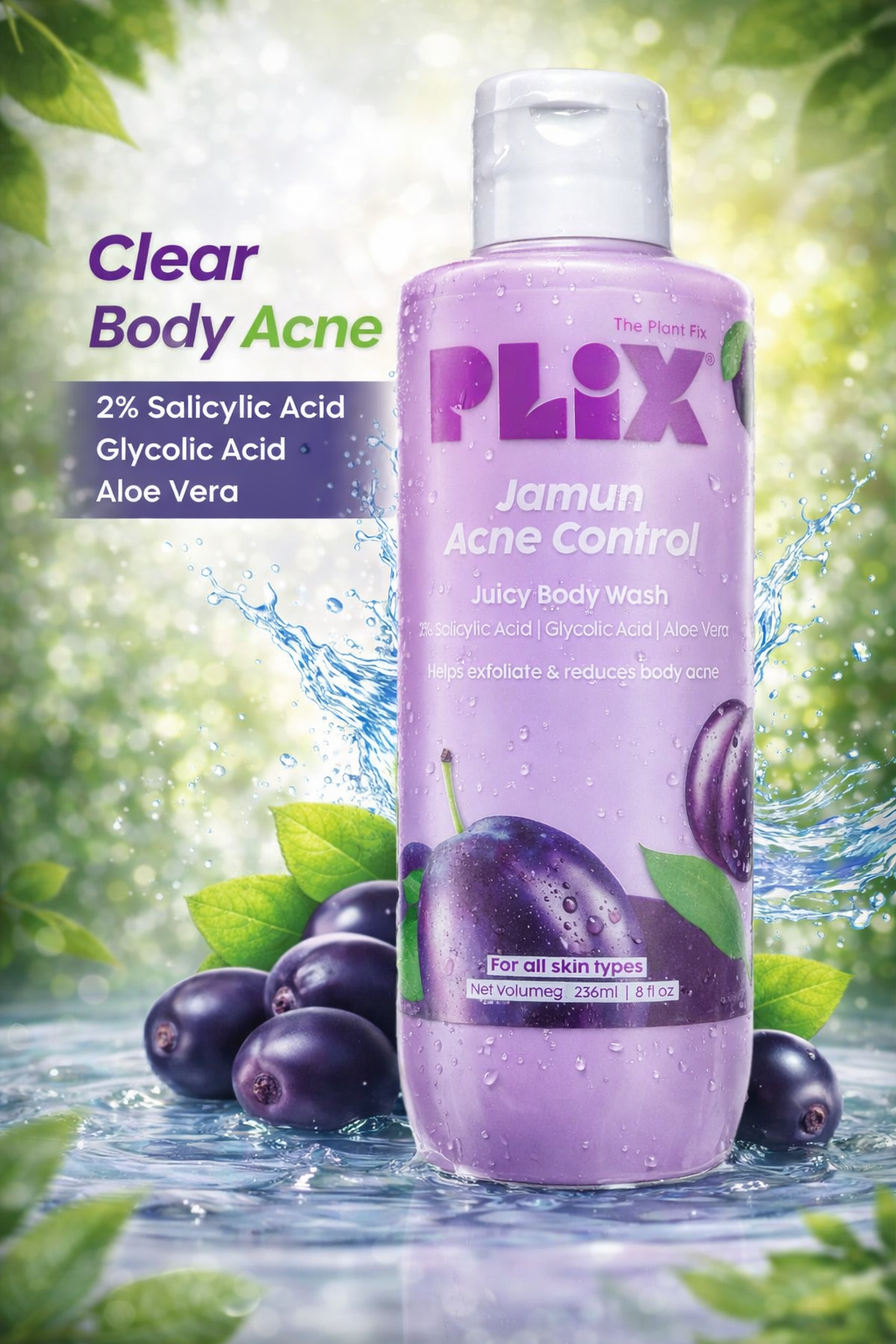 PLIX - THE PLANT FIX Jamun 2% Salicylic Acid Body Wash(PACK OF 1)