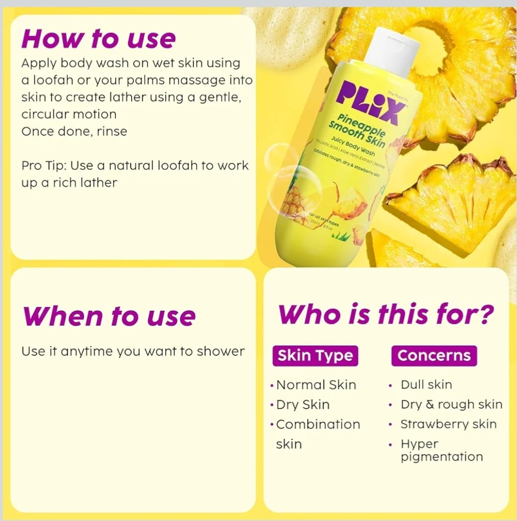 PLIX Pineapple Smooth Skin Juicy Body Wash236 ml (PACK OF 1)